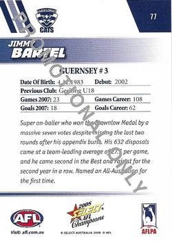 2008 Select AFL Champions - Promos #77 Jimmy Bartel Back